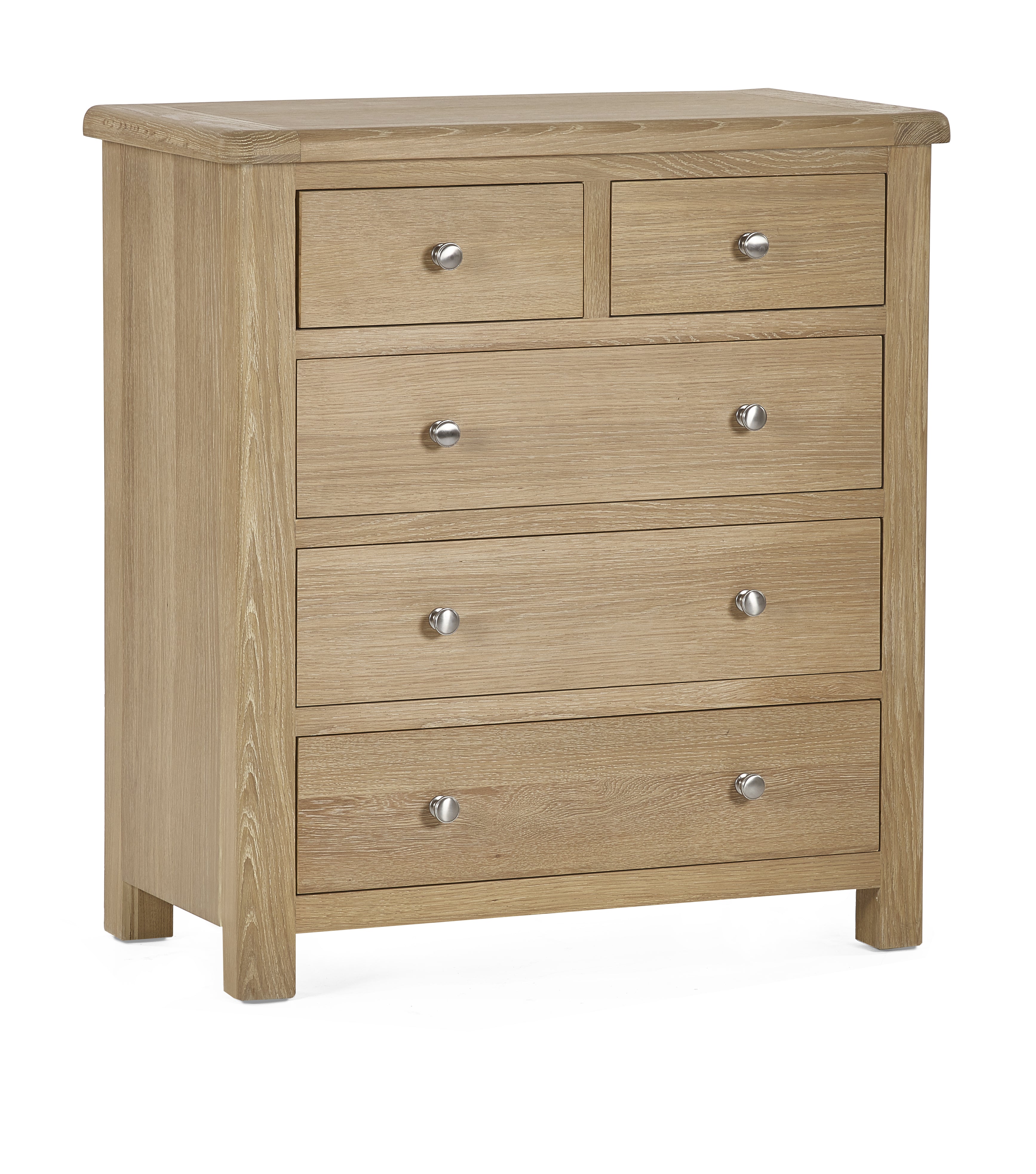 Cayden Limed Oak Wood Chest of Drawers | 5 Drawers